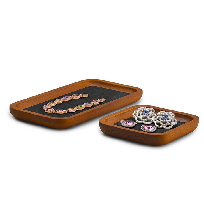 Dark Gray Rectangle Wood Jewelry Display Tray