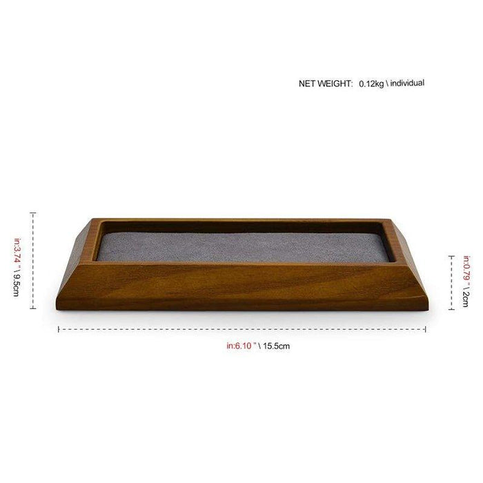 Dark Gray Rectangle Wood Jewelry Tray for Showcase Display