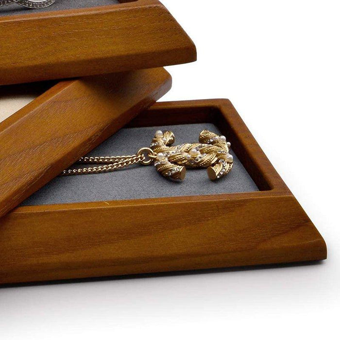 Dark Gray Rectangle Wood Jewelry Tray for Showcase Display