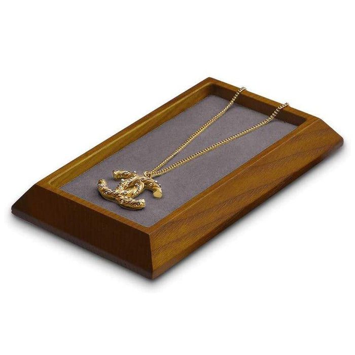 Dark Gray Rectangle Wood Jewelry Tray for Showcase Display