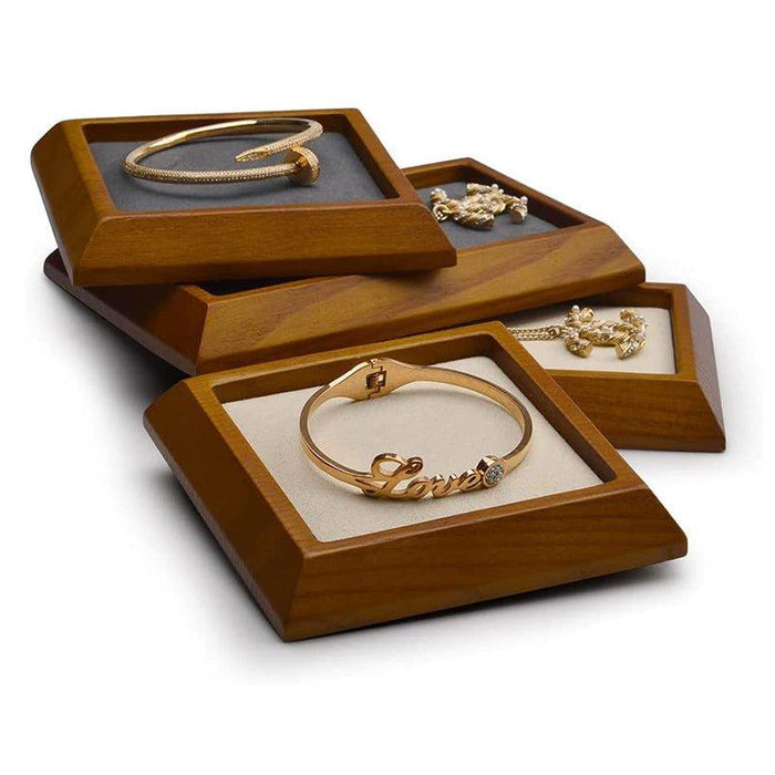 Dark Gray Rectangle Wood Jewelry Tray for Showcase Display