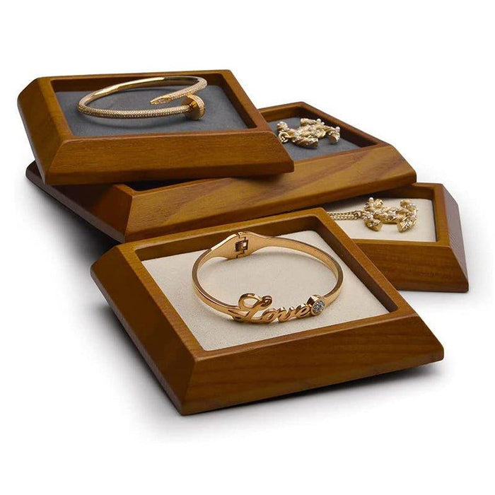 Dark Gray Small Wood Jewelry Tray for Showcase Display