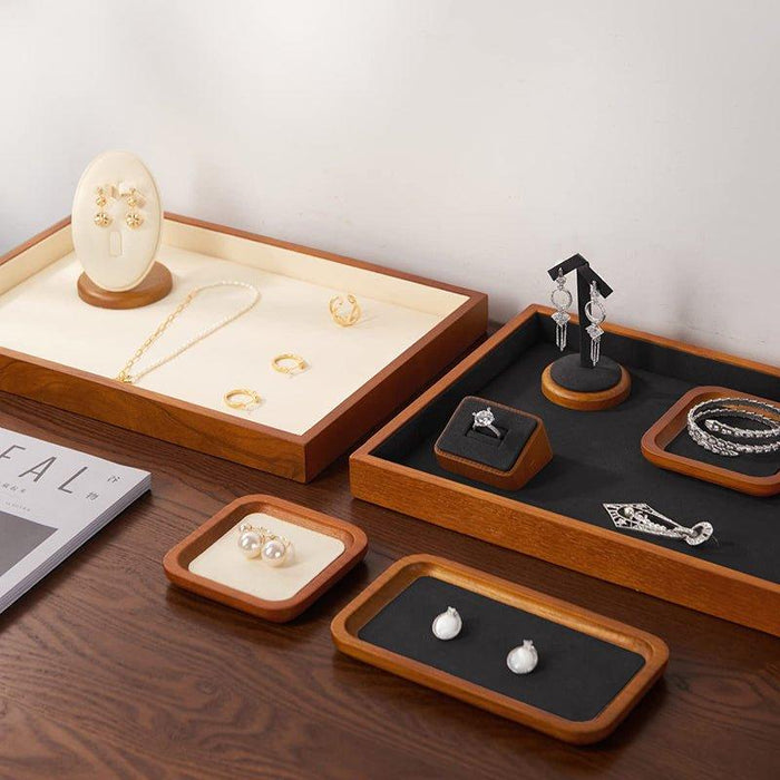 Dark Gray Wood Flat Stackable Jewelry Tray
