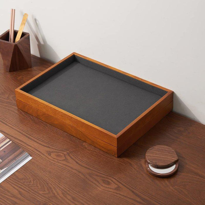 Dark Gray Wood Flat Stackable Jewelry Tray