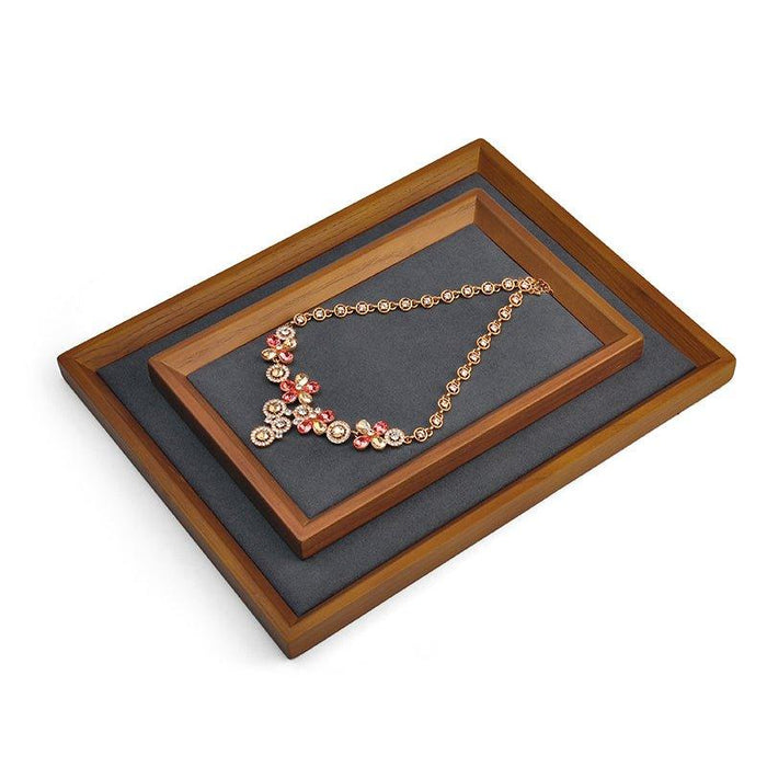 Dark Gray Wood Small Flat Jewelry Tray