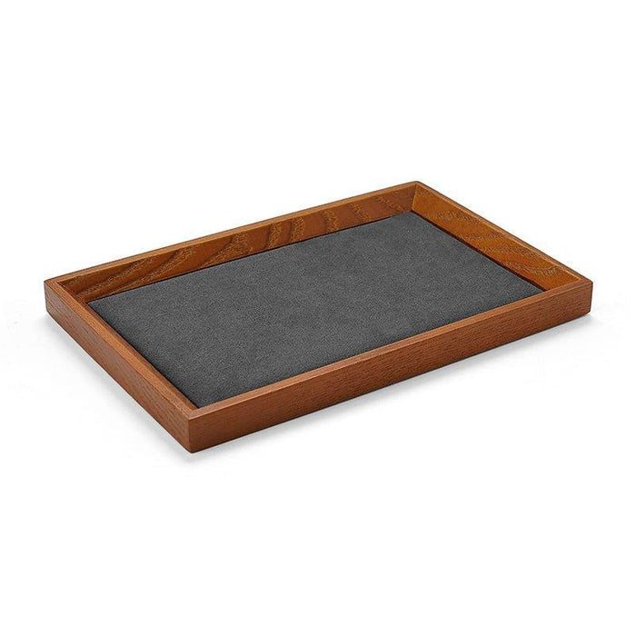 Dark Gray Wood Small Flat Jewelry Tray