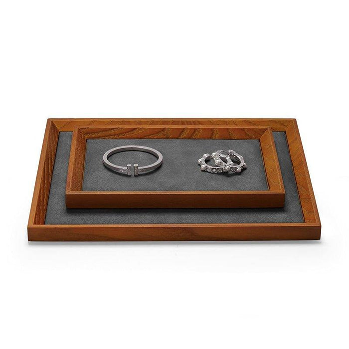 Dark Gray Wood Small Flat Jewelry Tray