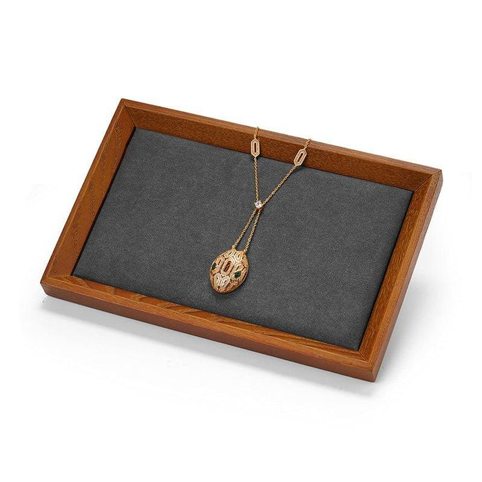 Dark Gray Wood Small Flat Jewelry Tray