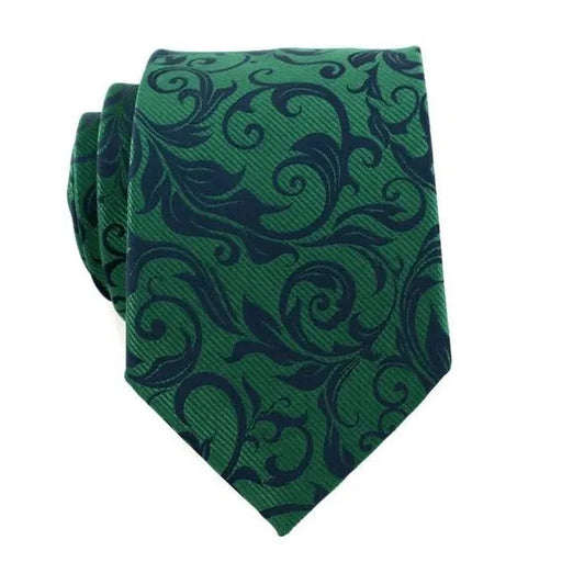 Dark Green Floral Silk Tie for Classy Men