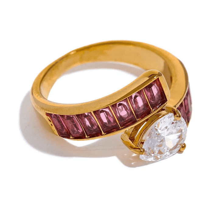 Luxury Golden Ring with Unique Crystals
