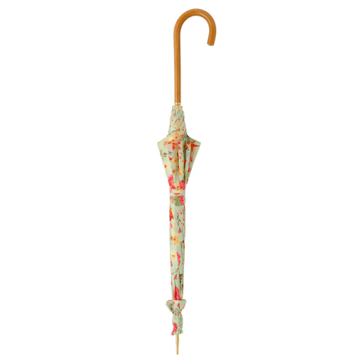 Vintage Olive Floral Shiny Malacca Elegant Parasol Women