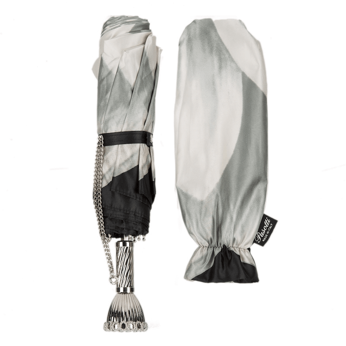 Luxury Silver Dahlia Brass Elegant Folding Umbrella