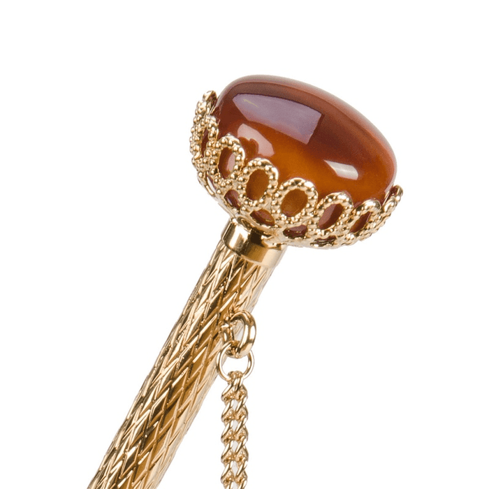 Luxury Beige Dahlia Umbrella with Jeweled Brass Handle for Women