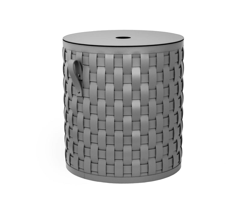 Demetra Short Round Basket with Flat Lid for Bathroom