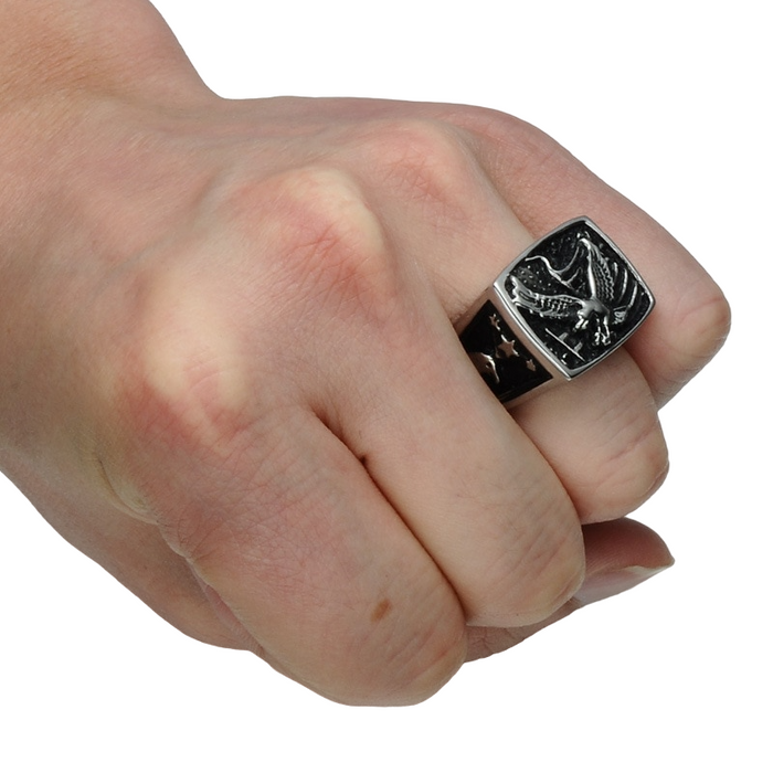 American Flag USA Symbol Novelty Eagle Ring