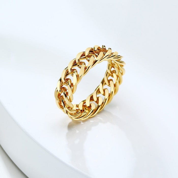 Cuban Ring, Curb Chain Ring, Stainless Steel