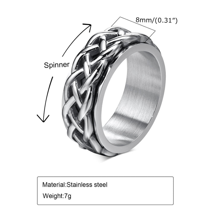 Celtic Silver Rotating Chain Spinner Ring