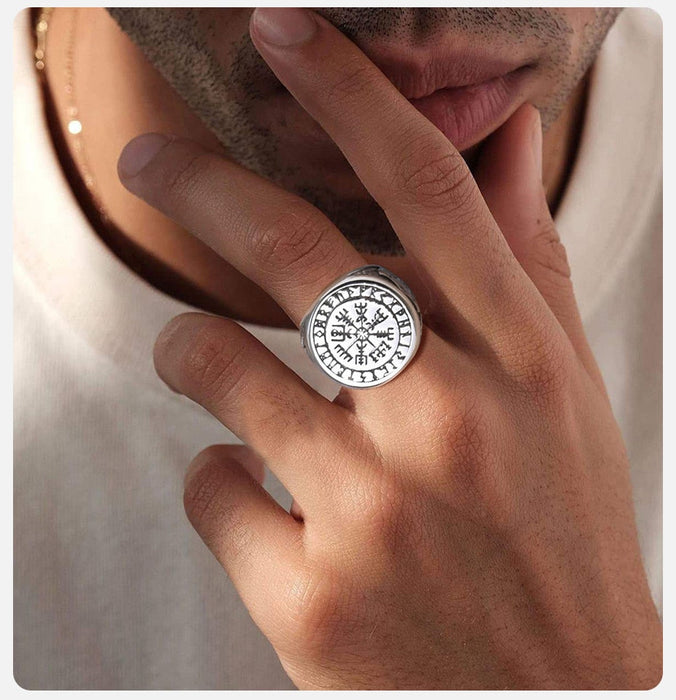 Nordic Odal Runes Engagement Ring 316L