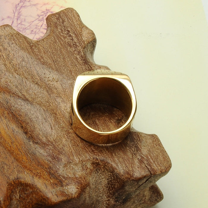 Unique Gold Pyramid Ring Stainless Steel