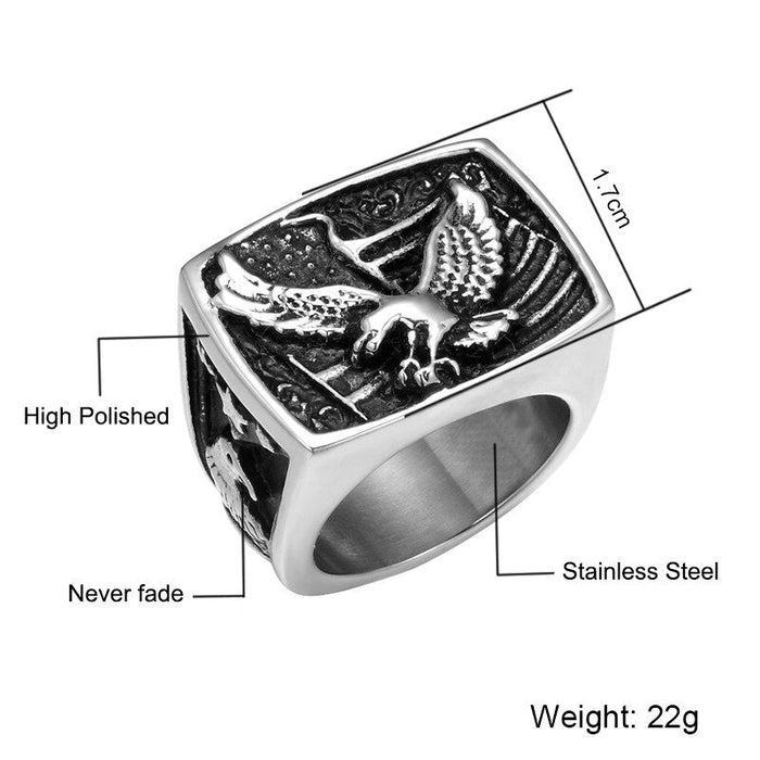 American Flag USA Symbol Novelty Eagle Ring