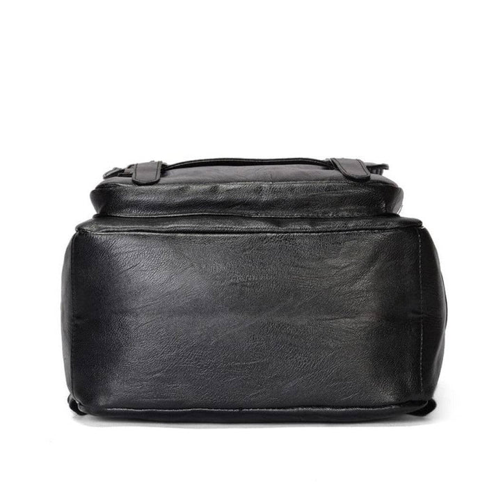 Designer Classic Black Leather Backpack
