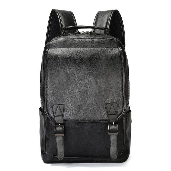 Designer Classic Black Leather Backpack