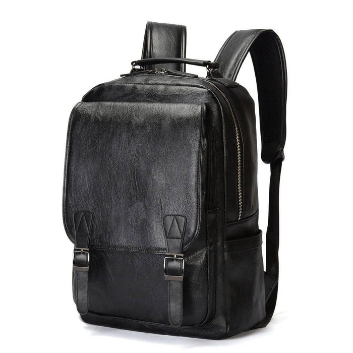 Designer Classic Black Leather Backpack