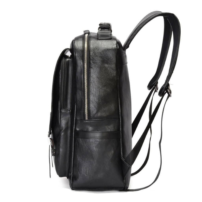 Designer Classic Black Leather Backpack