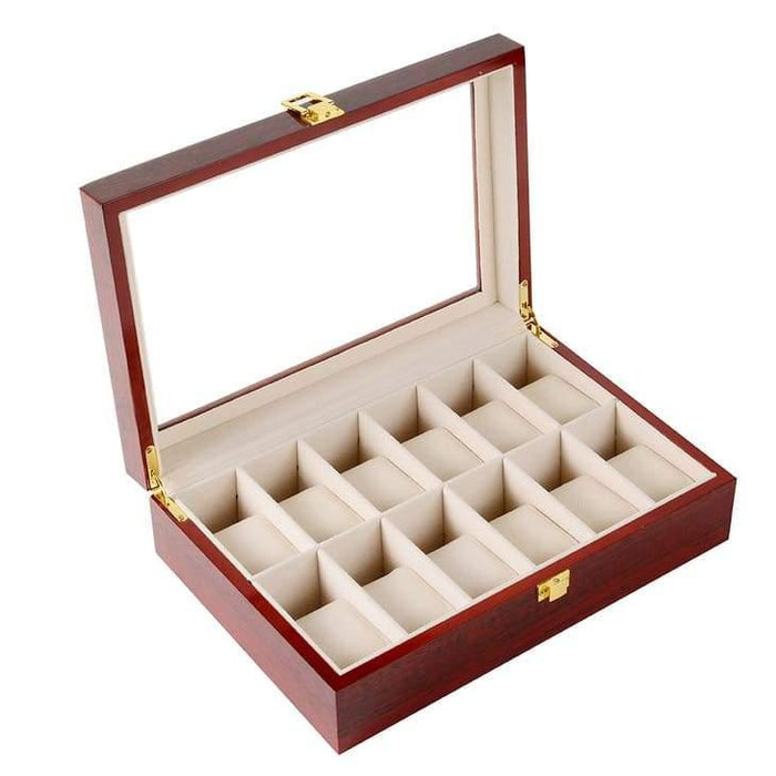Designer Premium Red Wood Watch Box with 12 Slots