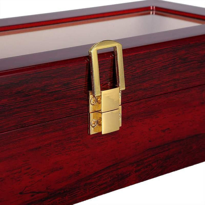 Designer Red Wooden Watch Box with 6 Slots
