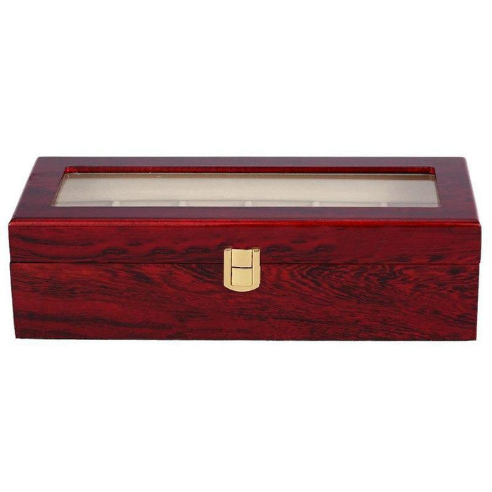 Designer Red Wooden Watch Box with 6 Slots