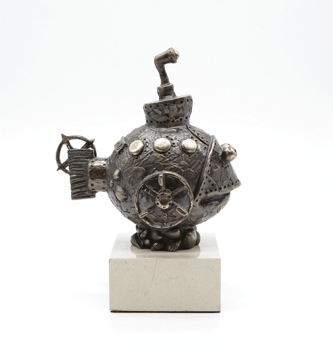 Designer Sculpture, Bronze Fish Boat