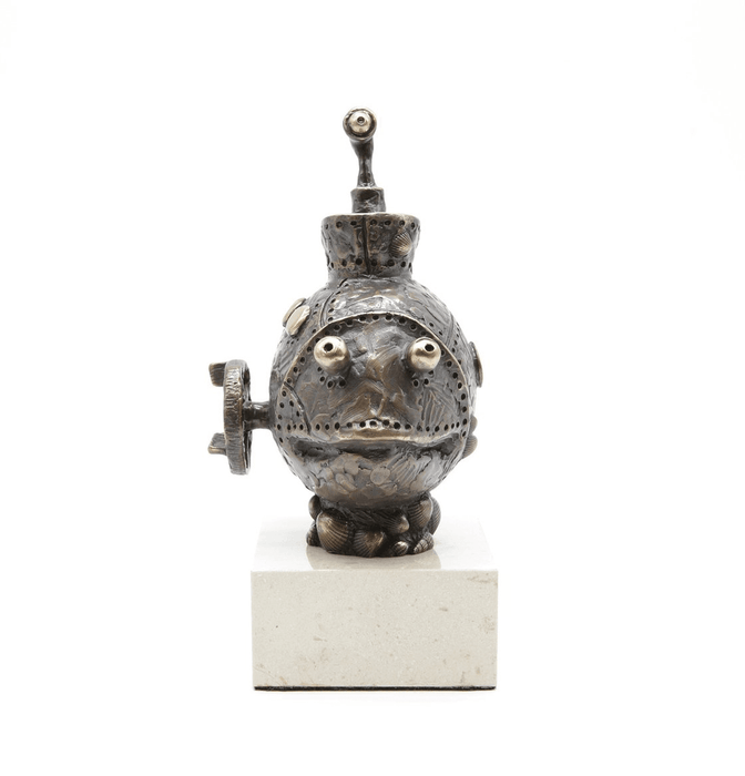 Designer Sculpture, Bronze Fish Boat