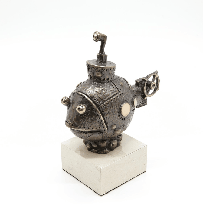 Designer Sculpture, Bronze Fish Boat