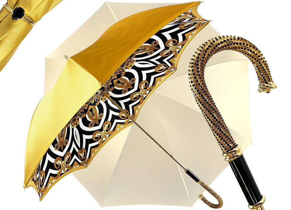 Designer Umbrella In Fantastic Double Yellow Gold Cloth