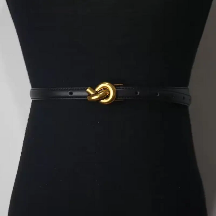 Chic Genuine Leather Women Fashion Belt Knot Buckle Waistband