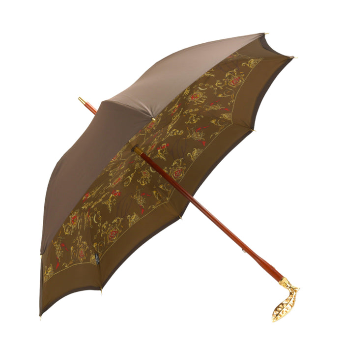 Luxury Double Cloth Umbrella - 24K Goldplated Handle