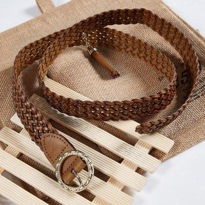 Durable Braided Leather Belt For Women, Kara Model