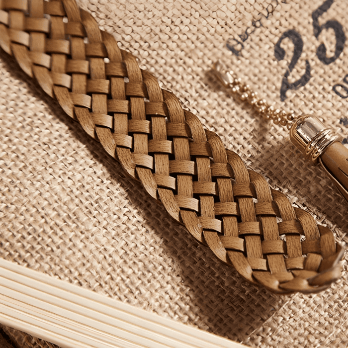 Durable Braided Leather Belt For Women, Kara Model