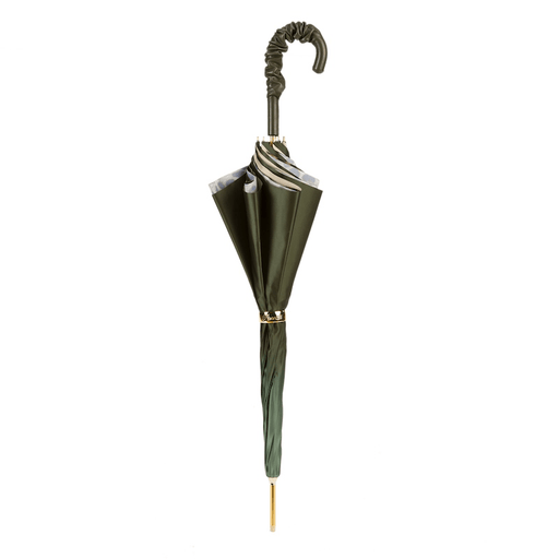 Olive Green Leopard Print Leather Ruched Umbrella