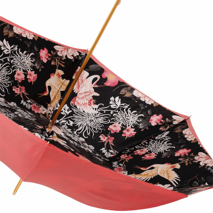 Swan Handle Red Double Cloth Umbrella for Women