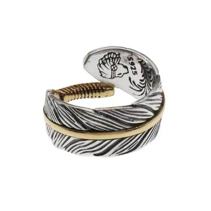 Adjustable Feather Ring 925 Silver