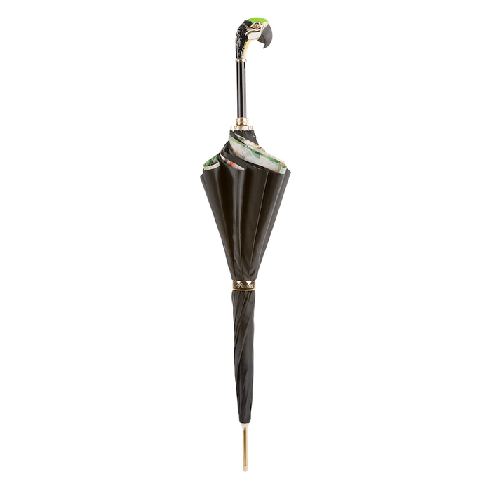 Parrot Black Print Designer Umbrella for Women