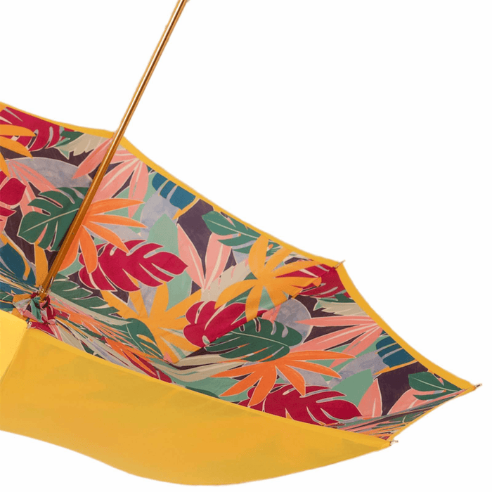 Luxury Women Yellow Umbrella Tropical Interior Design with Wooden Handle