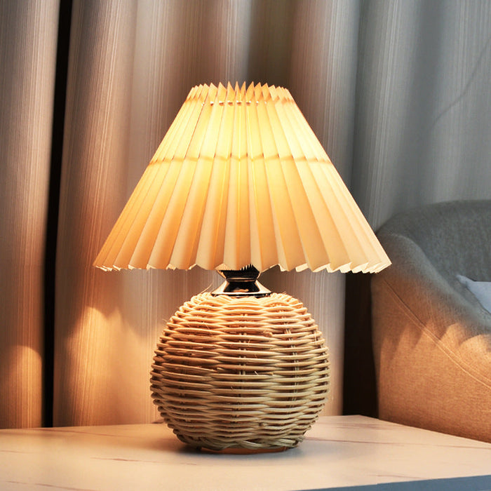 Cozy Designer Hand-Woven Bamboo Table Lamp