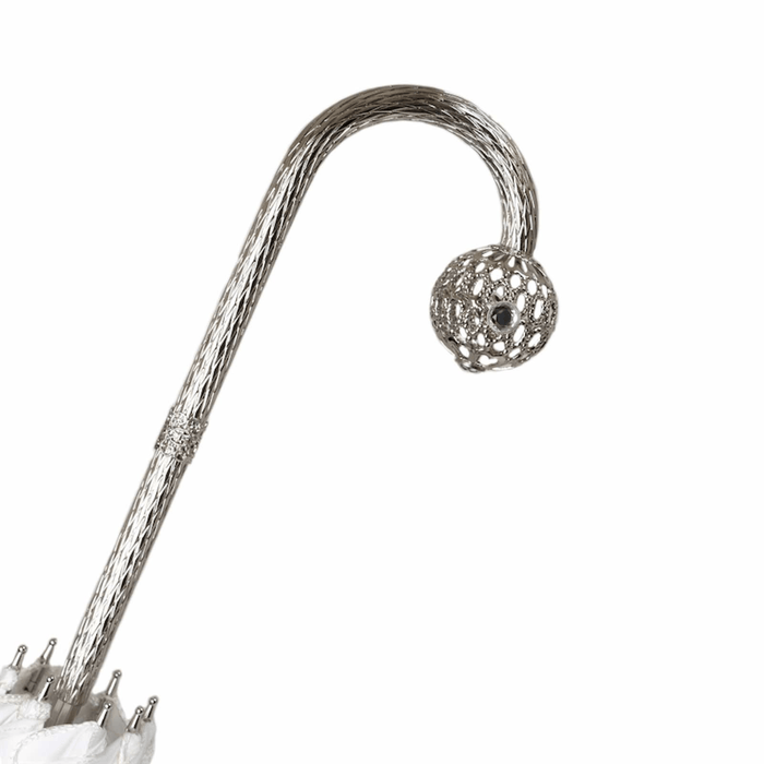 Luxury Bridal White Umbrella with Silver Jewels