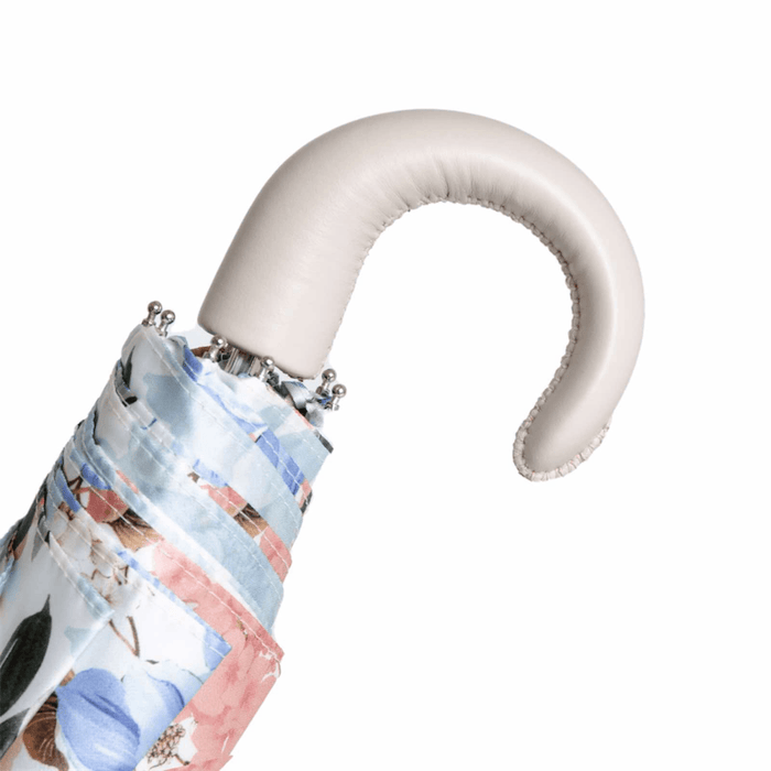 White Floral Leather Unique Folding Umbrella Women