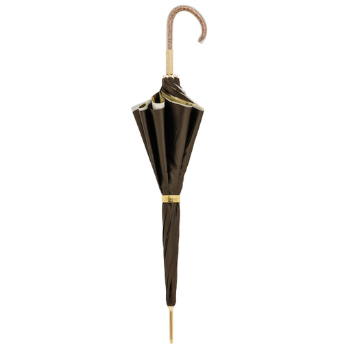 Luxury Khaki Umbrella with Flowered Canpy and Glitter Handle