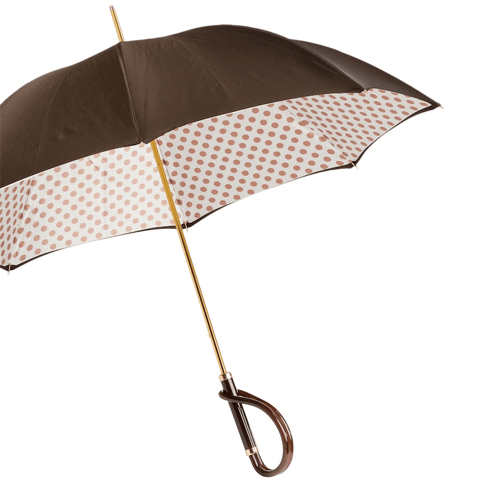 Elegant Beige Polka Dot Umbrella, Lightweight Umbrella