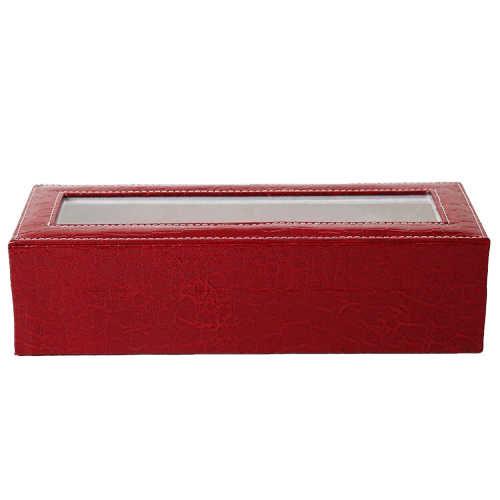Elegant Leather Watch Box for Women in Red with 6 Slots